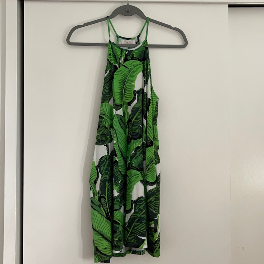 Fighting eel banana leaf print dress